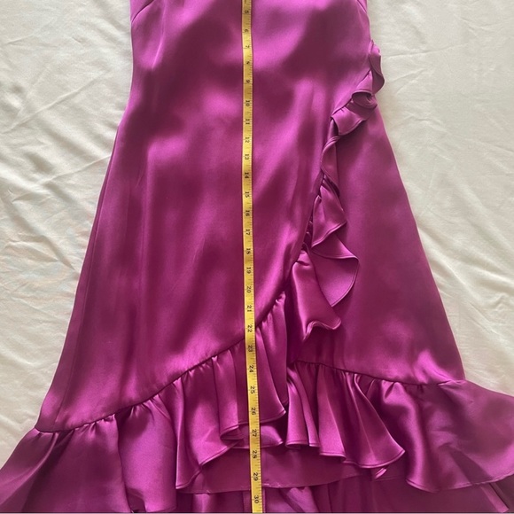 NWT Women Banana Republic Silk Strapless Ruffle Dress Purple Petite Size 0 - Picture 8 of 9